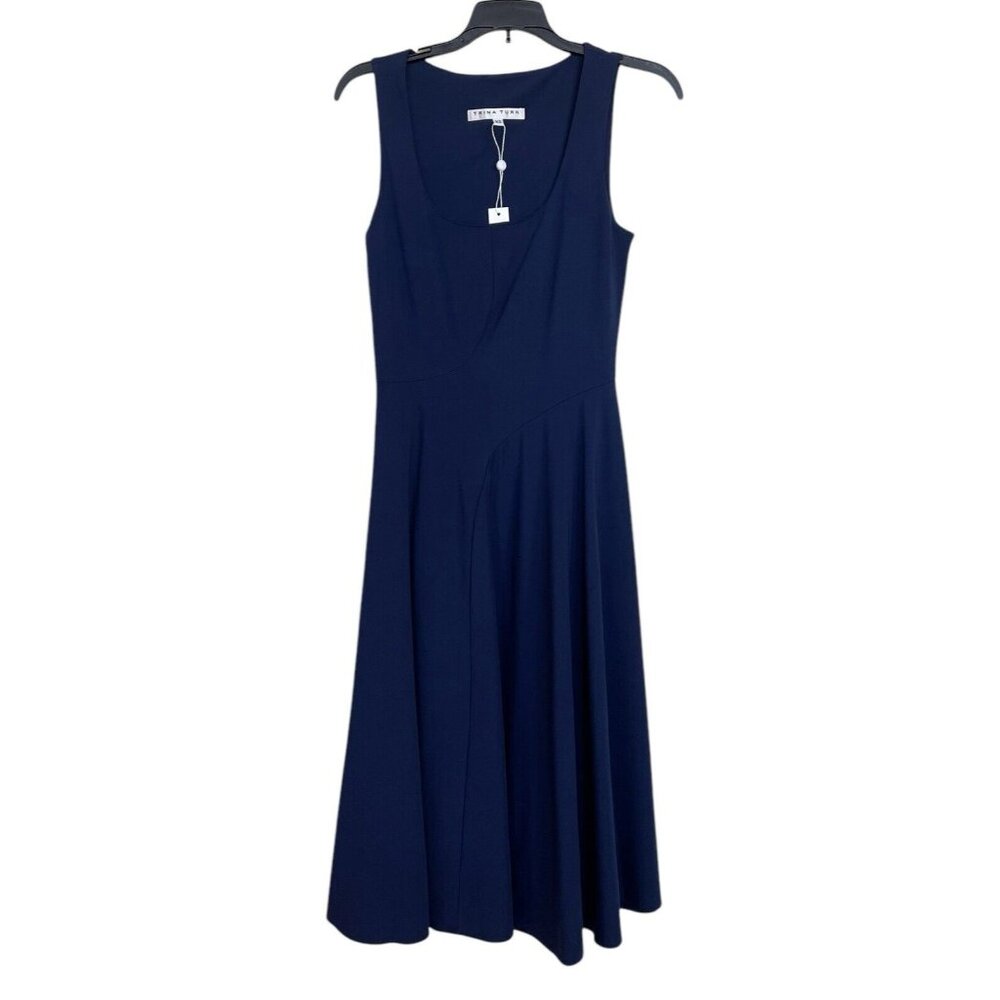Trina Turk Dress Womens‎ Size XS Blue Stretch Fit Flare Sleeveless Ladies $298